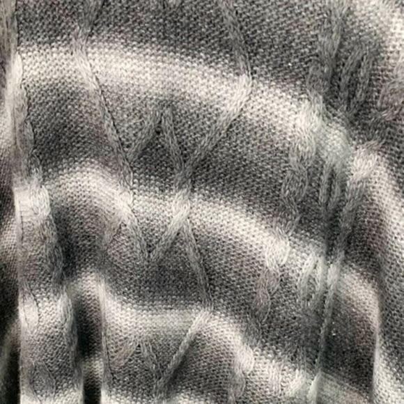 Neiman Marcus Cable Knit Stripe Turtle Neck Wrap Poncho Cape Winter Sweater - Picture 7 of 13